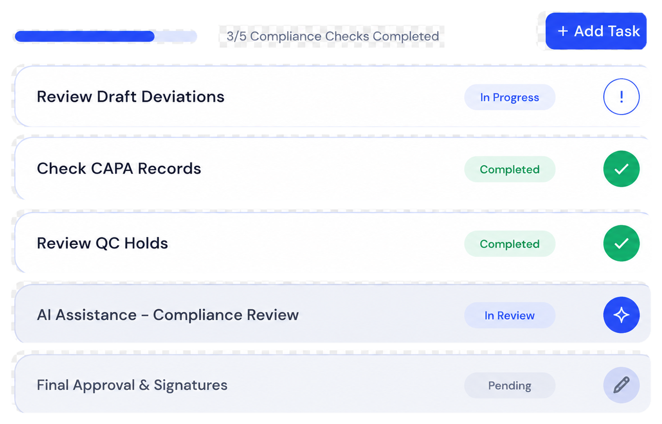 Complete compliance tasks end-to-end